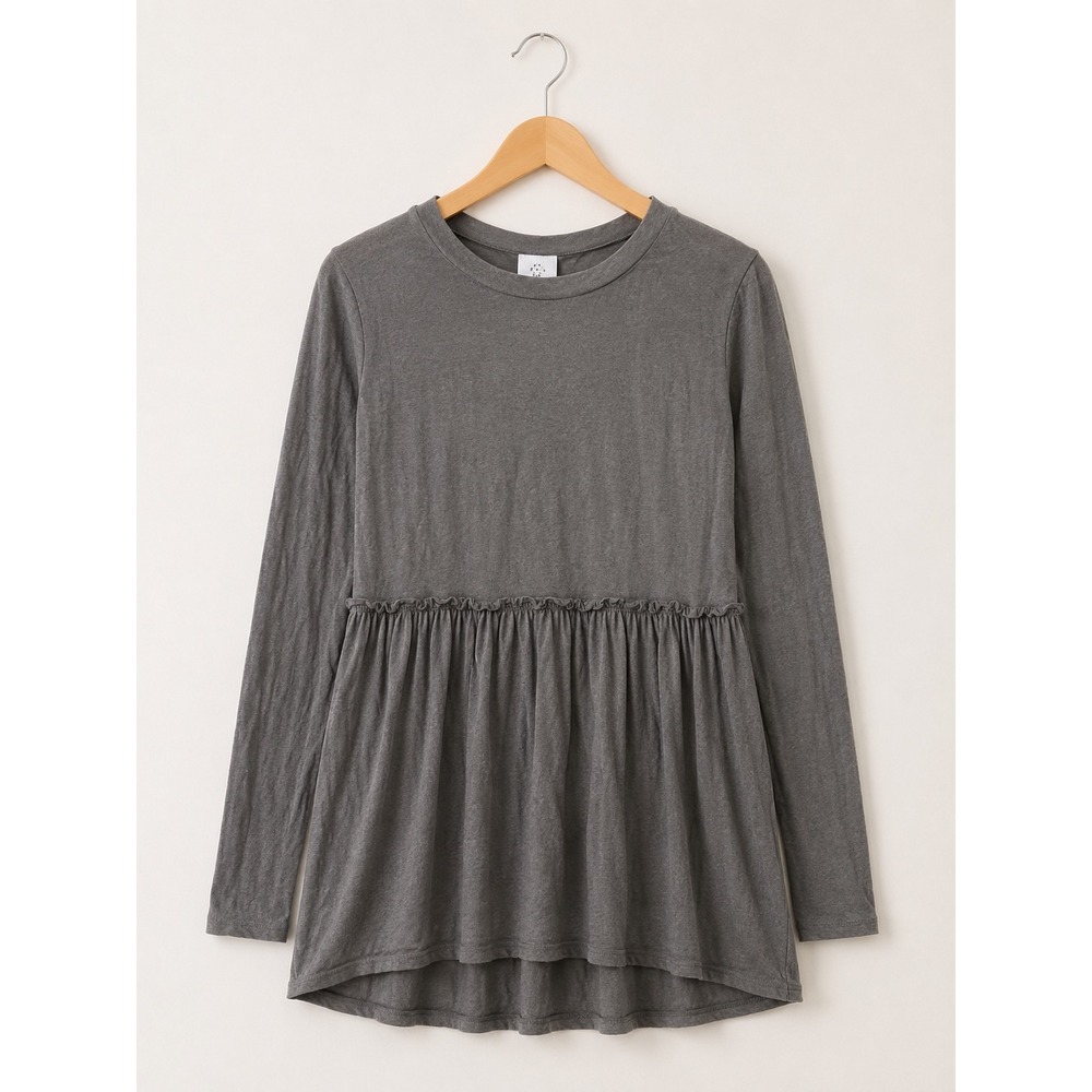 Sign Here Signature Clothing Womens Charcoal Gray Long Sleeve Tunic Top